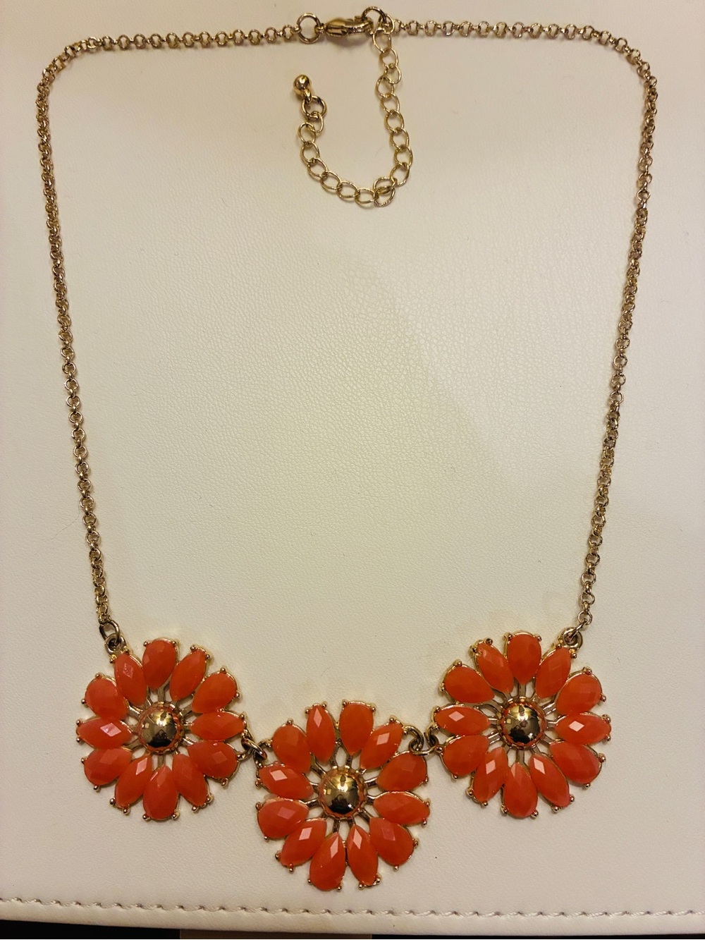 LC Lauren Conrad Gold and Orange Floral Bib Necklace
